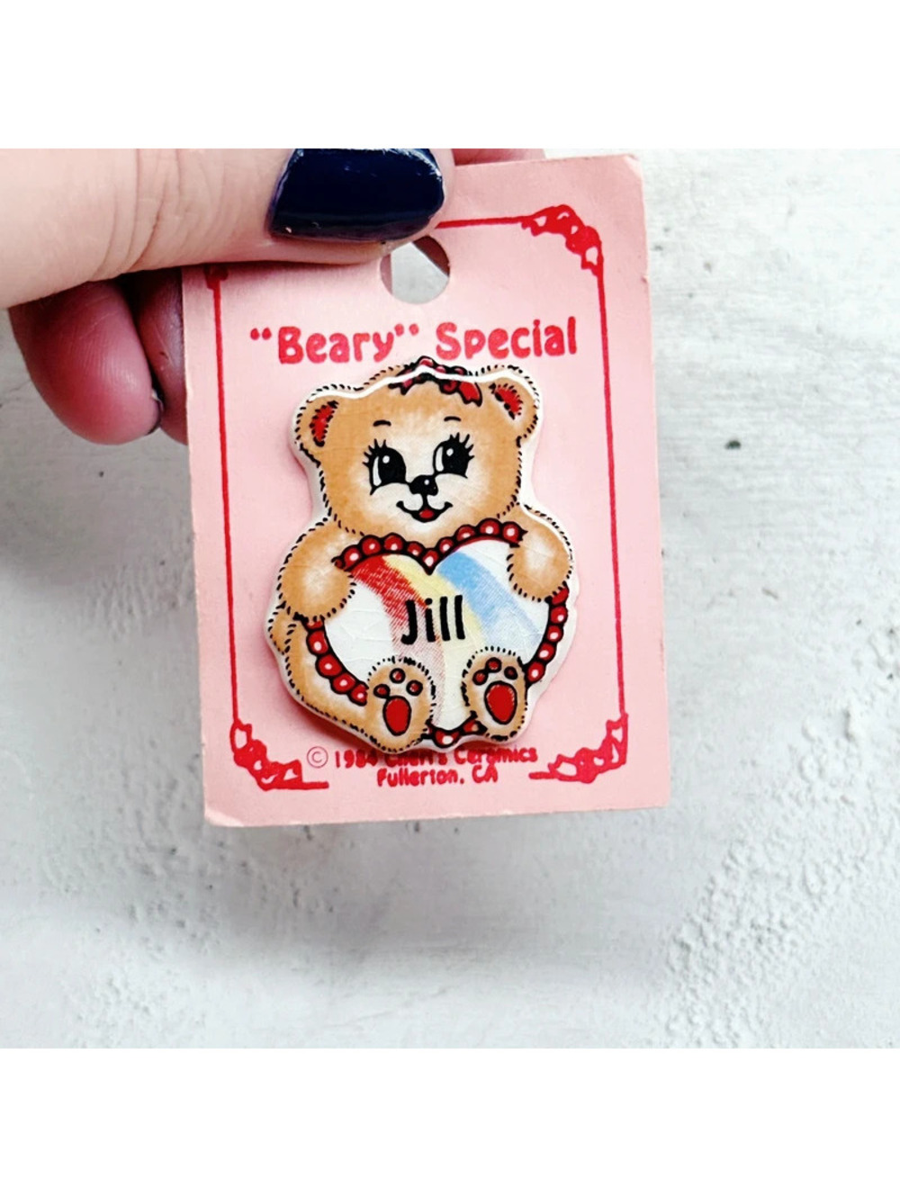 1063mc. Jill Personalized Bear Vintage Pin